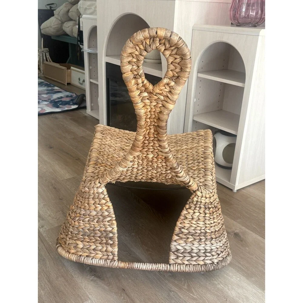 Vintage IKEA Gullholmen Rocking Chair Woven Banana Leaf Rattan Boho Lounge